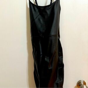 Faux leather stretchy dress
